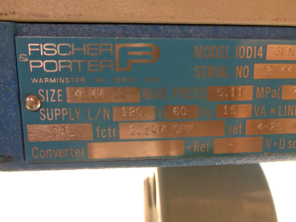 FISCHER PORTER 4MM MAGNETIC FLOW METER 10D14 75EN02PL29KD11CAC1